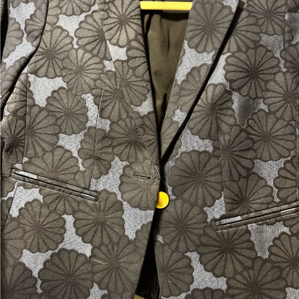 Ann Taylor Black and Blue Floral Blazer